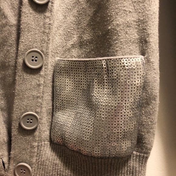 Xhilaration gray cardigan with sequin pockets - Picture 2 of 4